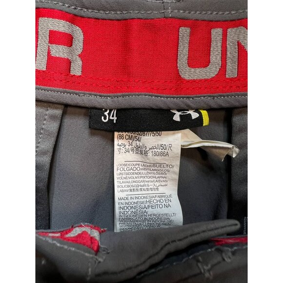 Under Armour Men's Slim Tapered Pants Flat Front Size 34x32 Gray Stretch Pockets - Picture 3 of 13